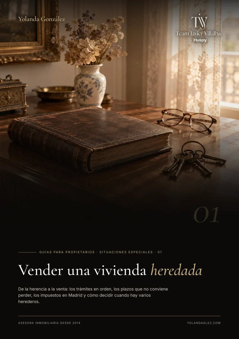 Portada de la guía Vender una vivienda heredada: pasos, plazos, impuestos y acuerdo entre herederos